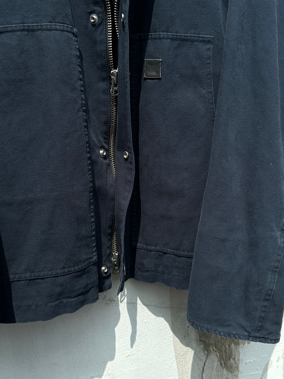 [L] 토니웩 블랙 레더 카라 네이비 워크 자켓 50사이즈 상품이미지6