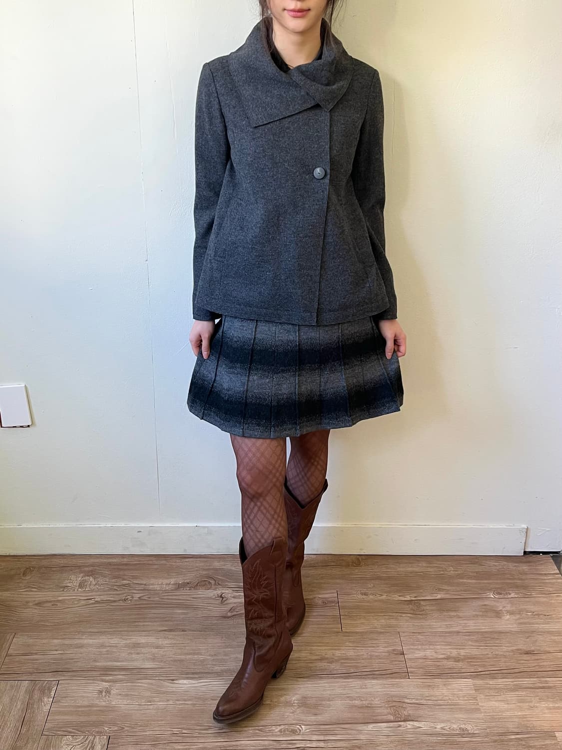 Japan vtg 숄카라 크롭 코트 상품이미지7