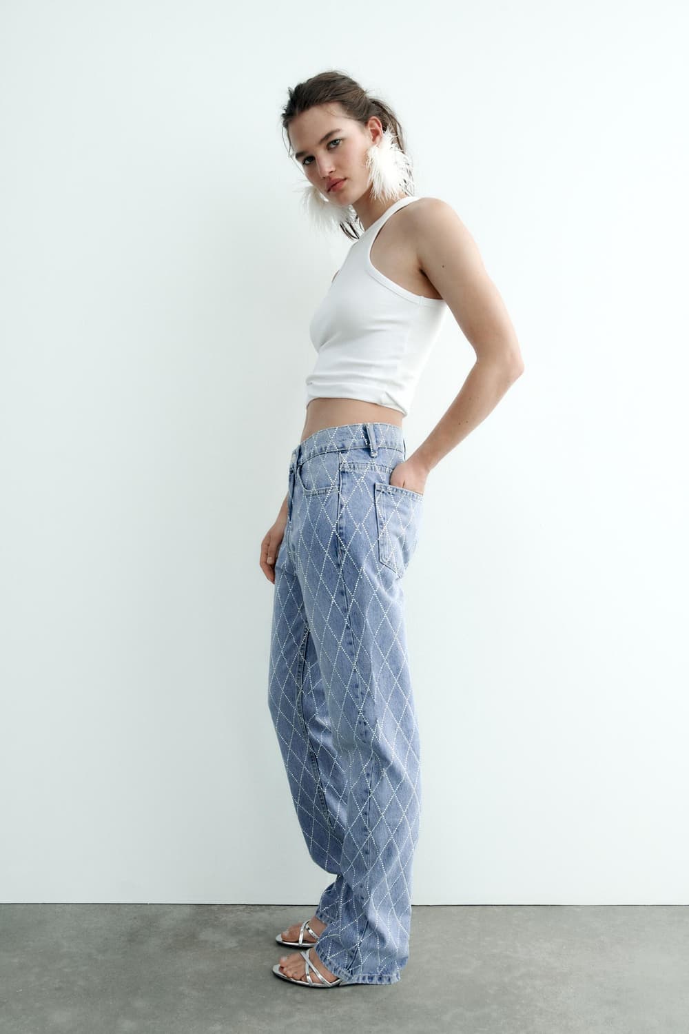 자라 TRF 와이드 레그 하이웨이스트 주얼리 상품이미지6