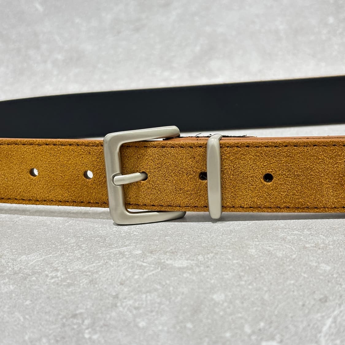 Oribell 새틴 실버 버클 이탈리아 스웨이드 소가죽 베이직 벨트 상품이미지5