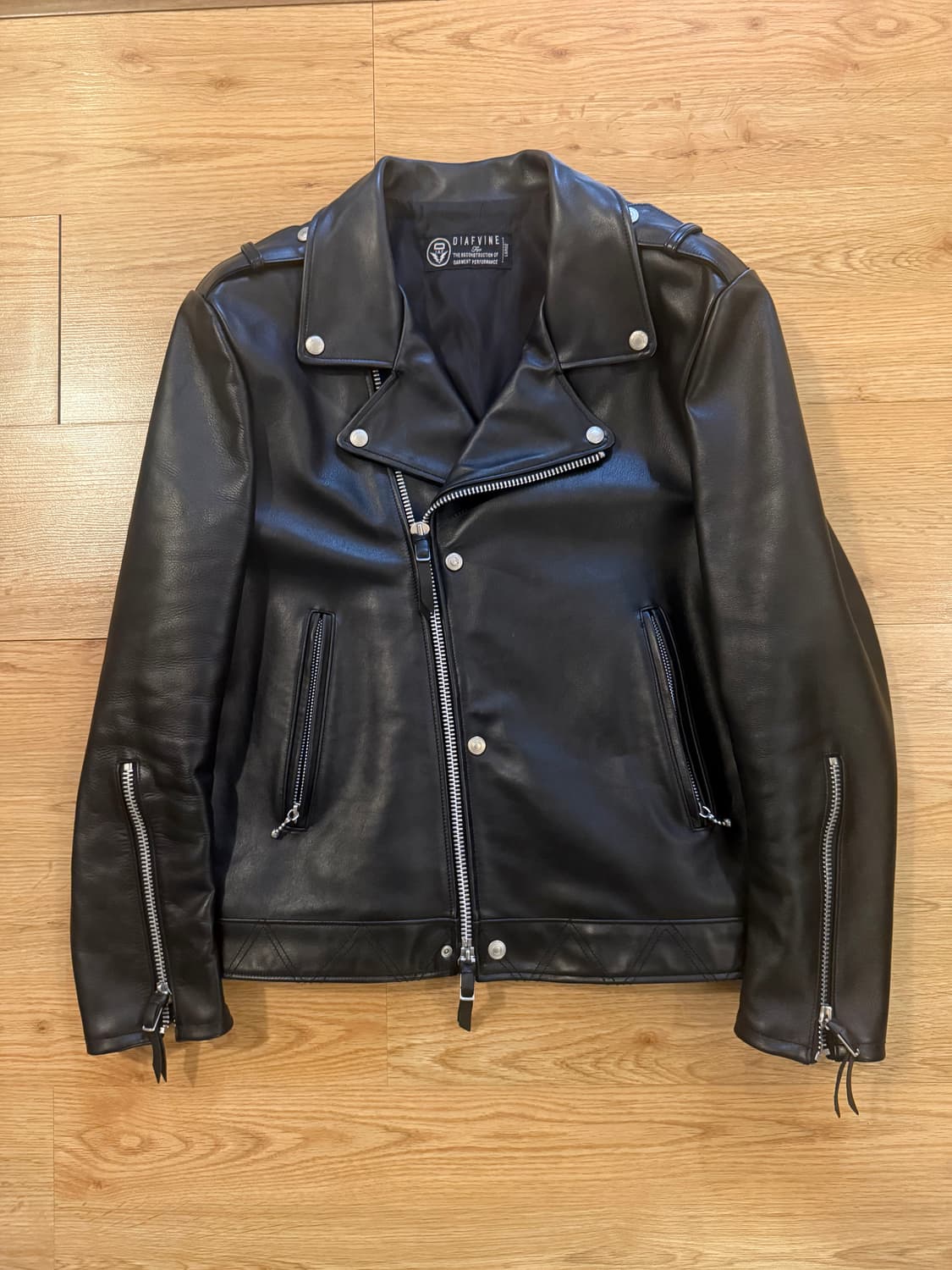 DIAFVINE 블랙 가죽 더블라이더 자켓 L 소가죽 상품이미지1