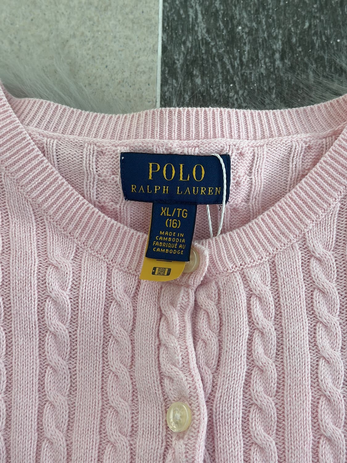 폴로 랄프로렌 연핑크 케이블 니트 가디건  상품이미지5