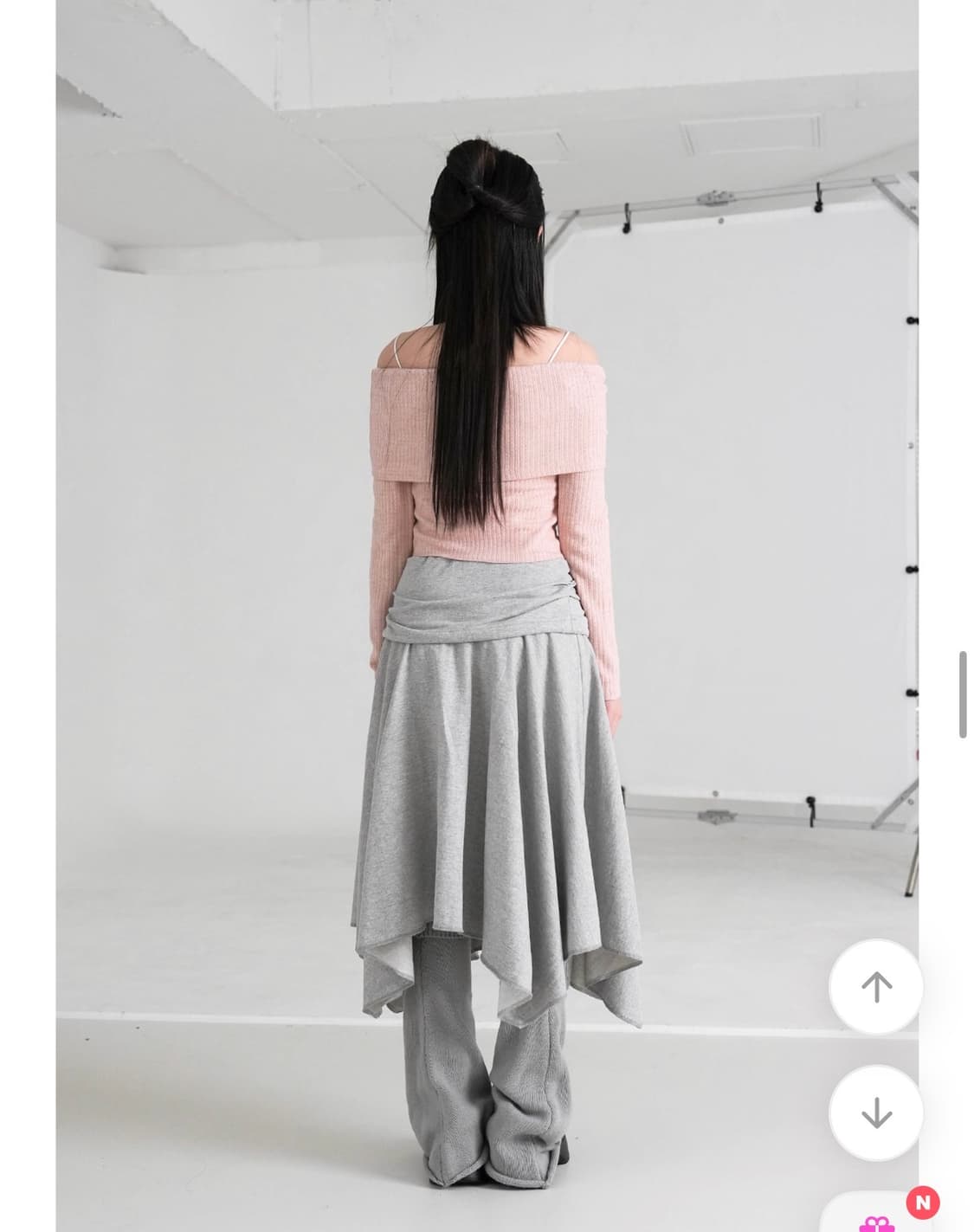 바이너리원 쥬얼 언발 미디 스커트 그레이  상품이미지5