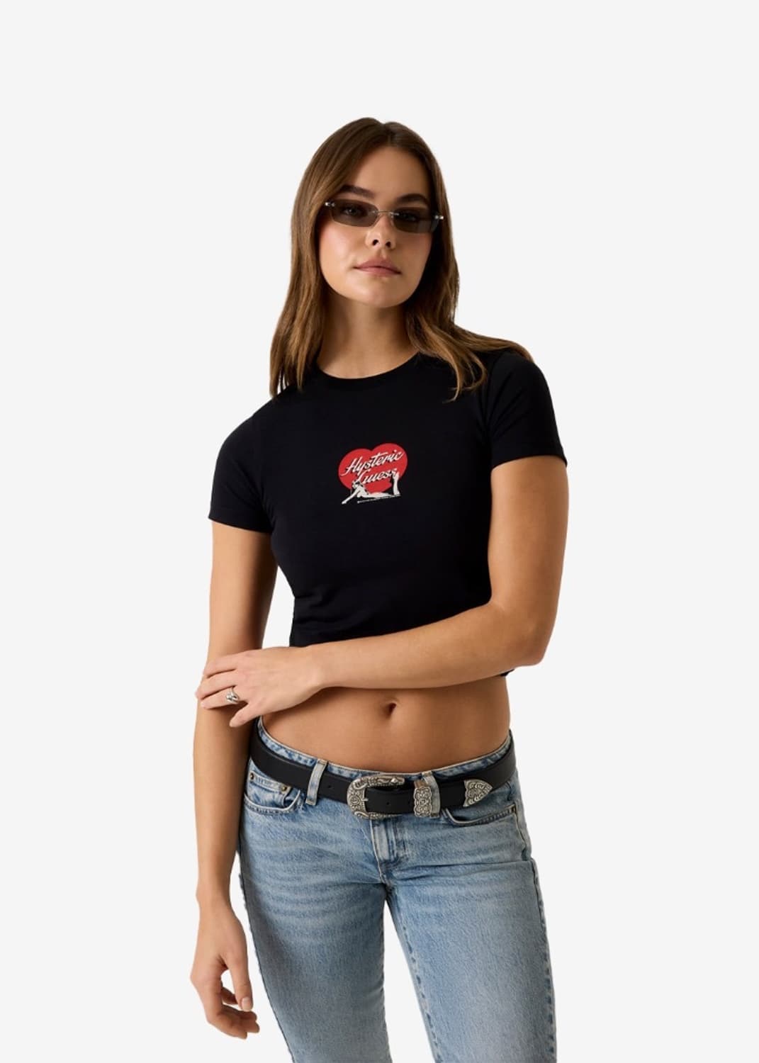 [새상품] 히스테릭글래머x게스 하트 슬림 크롭티 상품이미지1