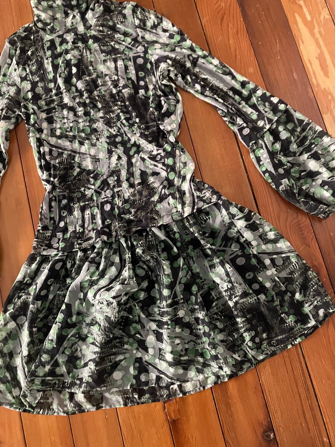 그린 유니크 원피스 상품이미지3