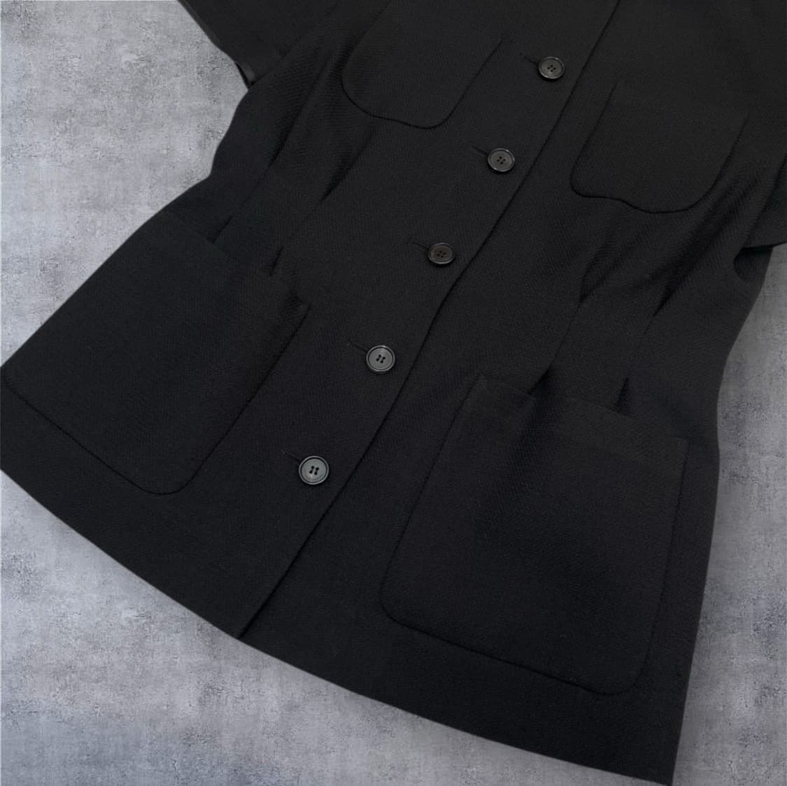 언더스탠딩 Understanding 블랙 노카라 슬림핏 반팔 자켓 S 상품이미지6