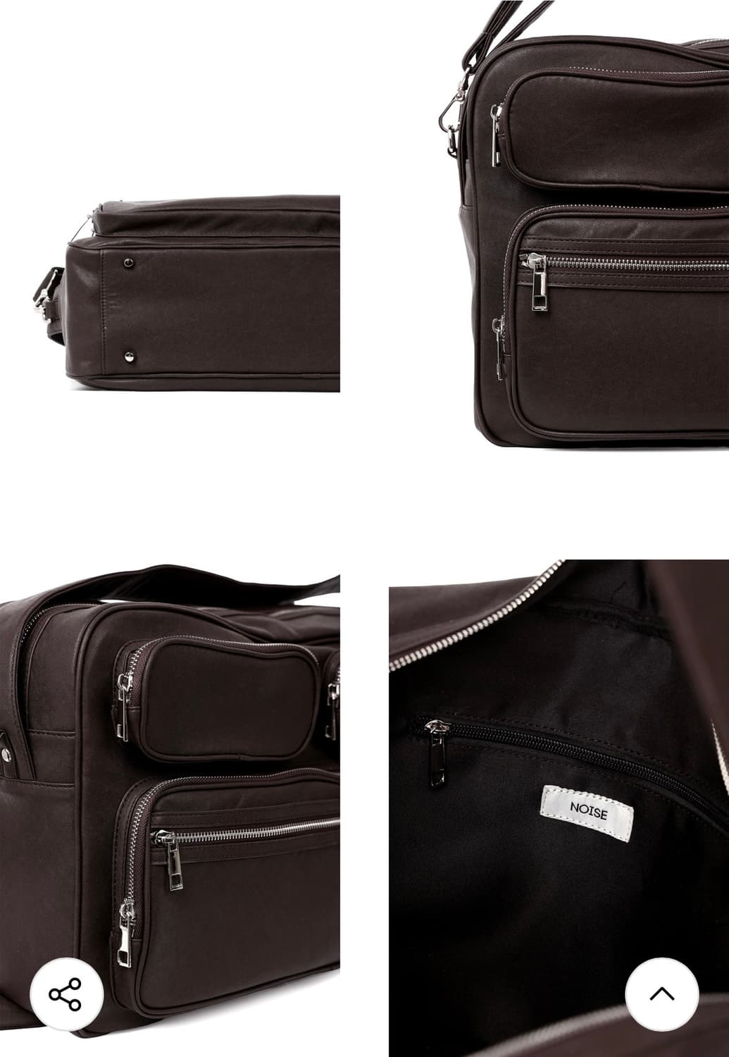 노이즈 멀티 쉘 레더 숄더 토트백 버건디 블랙 상품이미지5