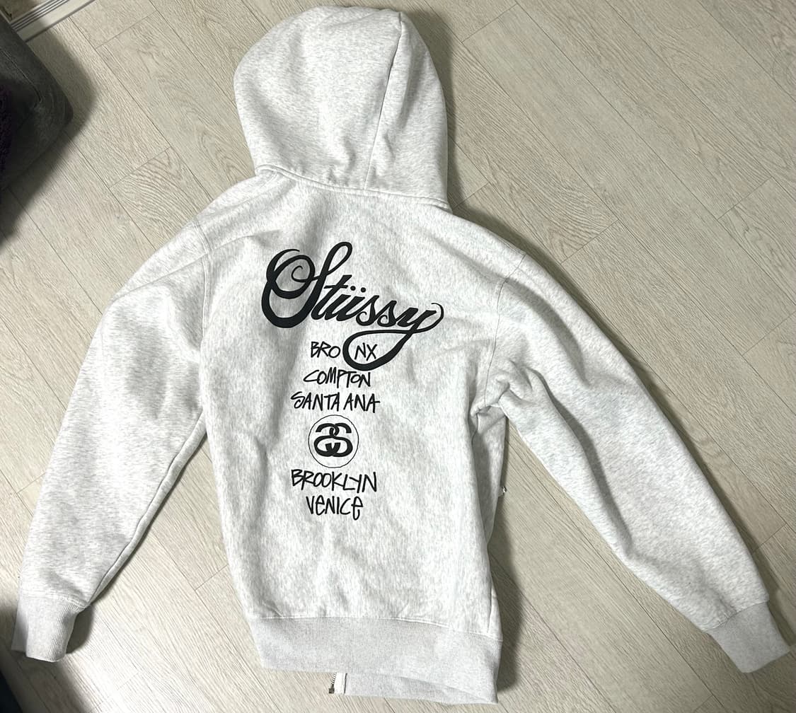 스투시 월드투어 후드집업 애쉬헤더 m 상품이미지1