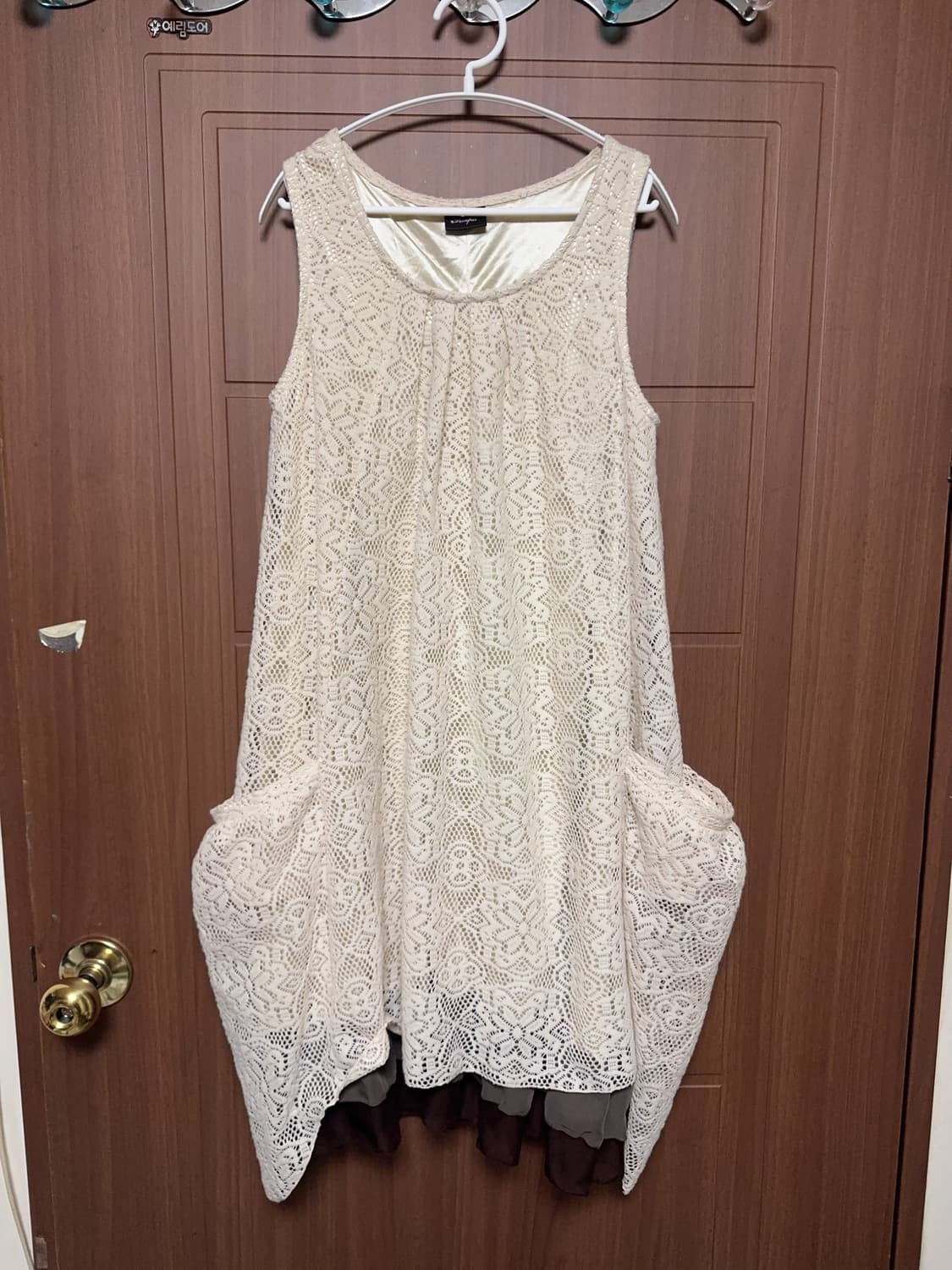 모리걸 하구미 일본 빈티지 시스루 크로셰 레이스 쉬폰 롱 나시 원피스 상품이미지1