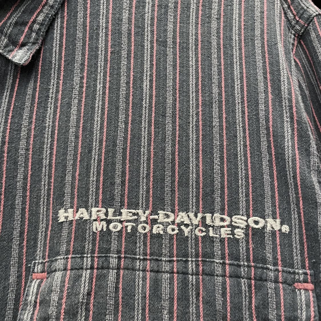 00s 할리데이비슨 모터 사이클 스트라이프 셔츠 상품이미지5