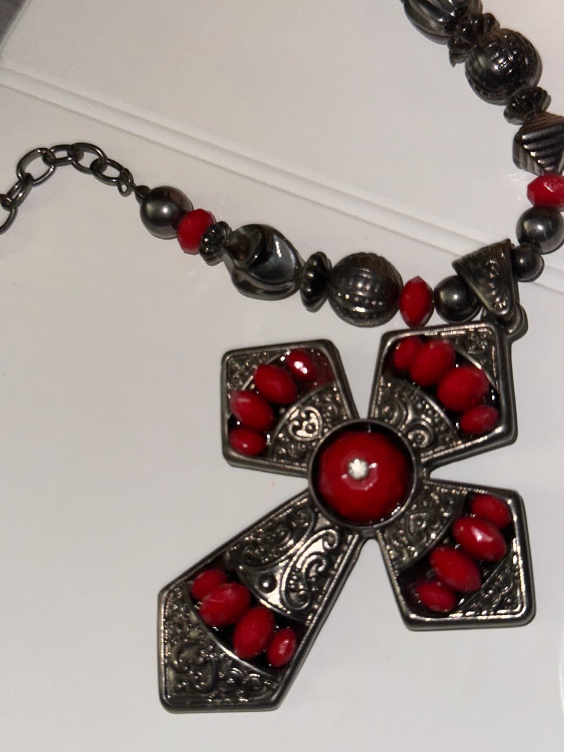 Punk red holy-cross neckless 상품이미지1
