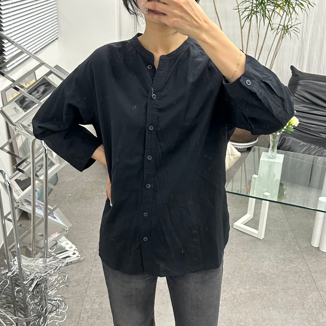 유니클로 블랙 셔츠 새상품 상품이미지3