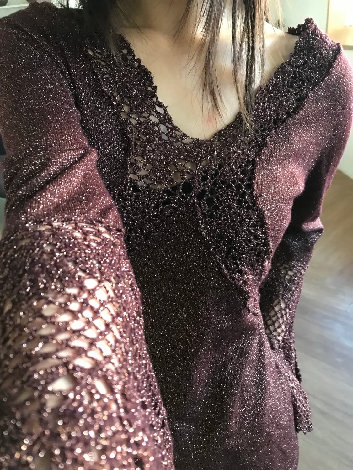 vintage pearl lace top (black color) 상품이미지6