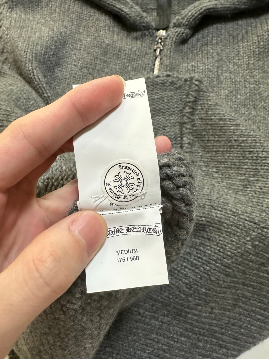 크롬하츠 레더 패치 캐시미어 자수 후드 집업 자켓 상품이미지4