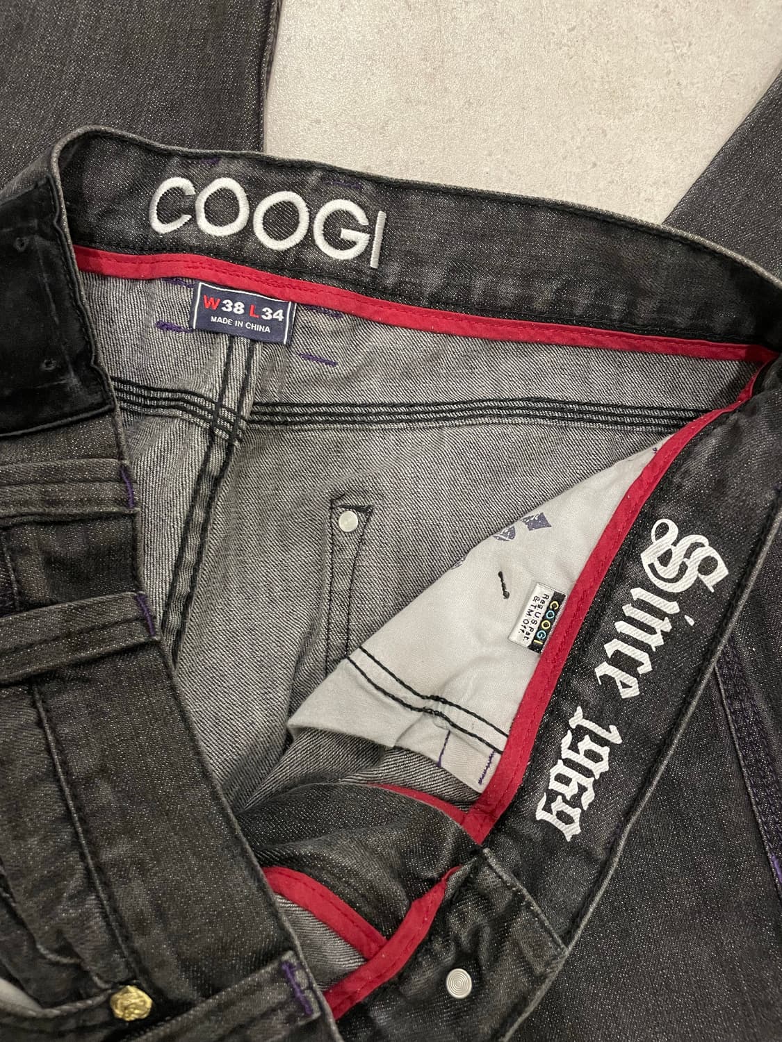 (빈티지)00‘s Coogi 쿠지 올드스쿨 자수 패치 와이드워싱데님팬츠 상품이미지6