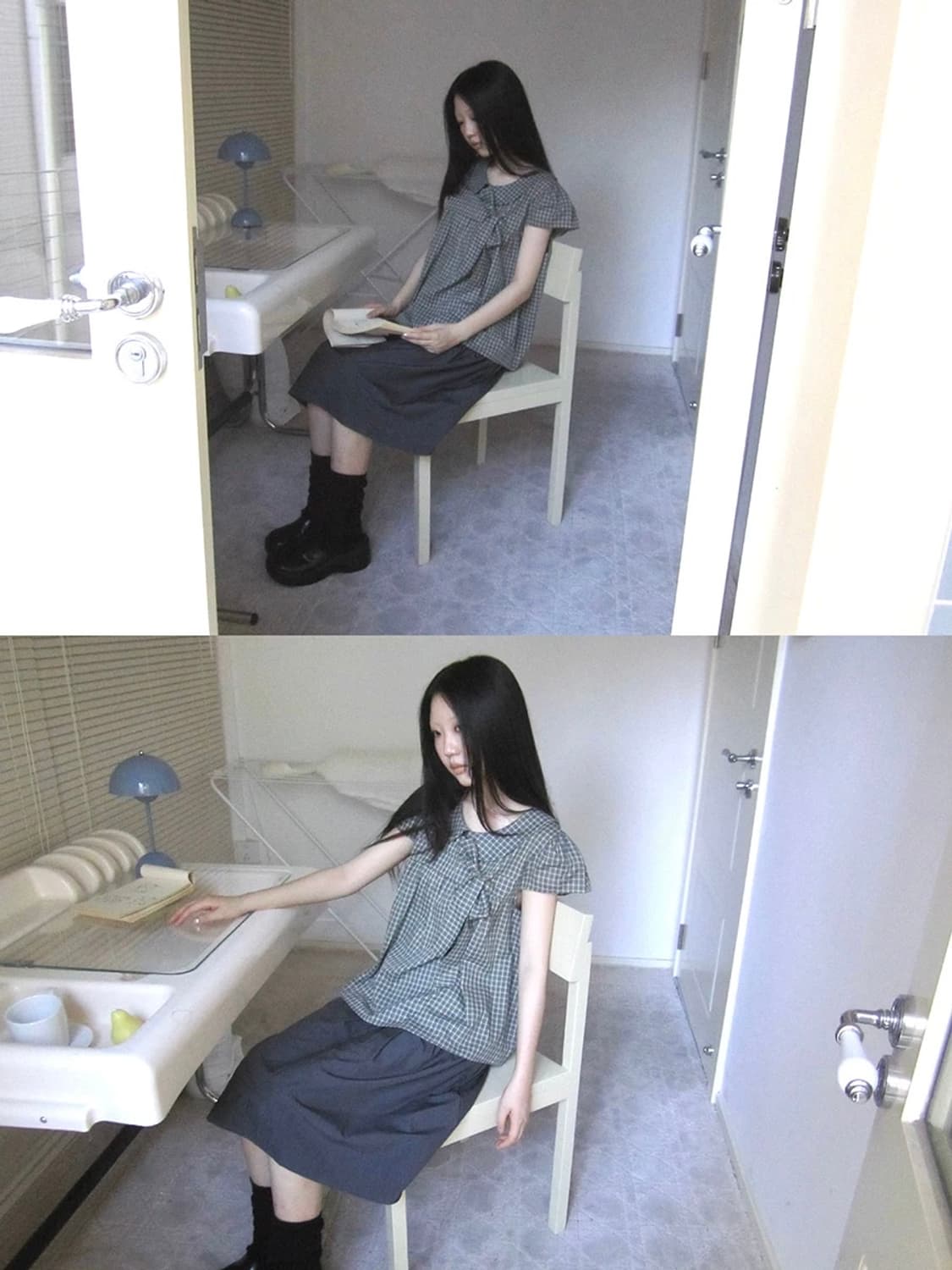 리본 체크 블라우스 상품이미지6
