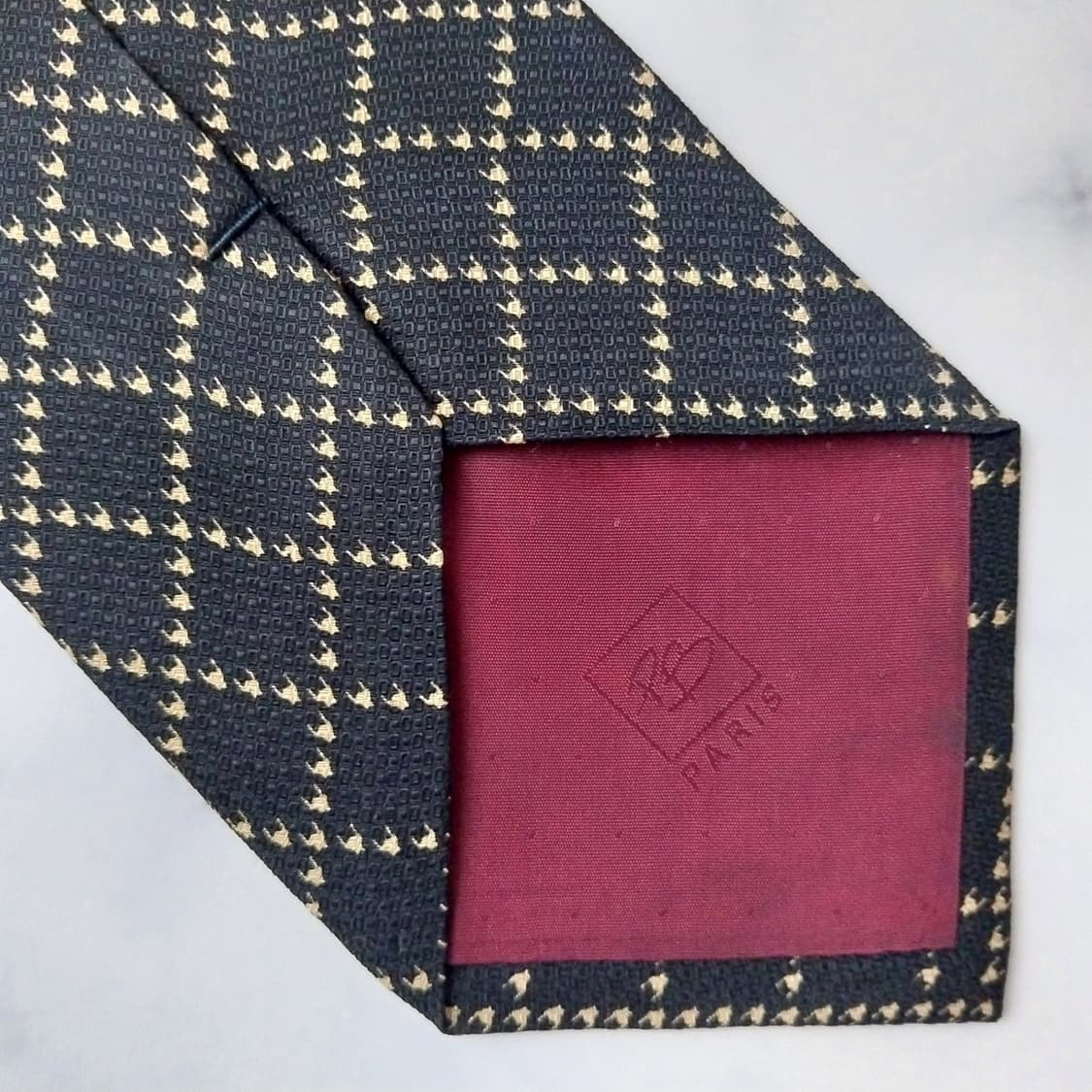 피에르 발망 실크 블랙 체크 패턴 넥타이 9.6cm A+등급 K1626
 상품이미지10