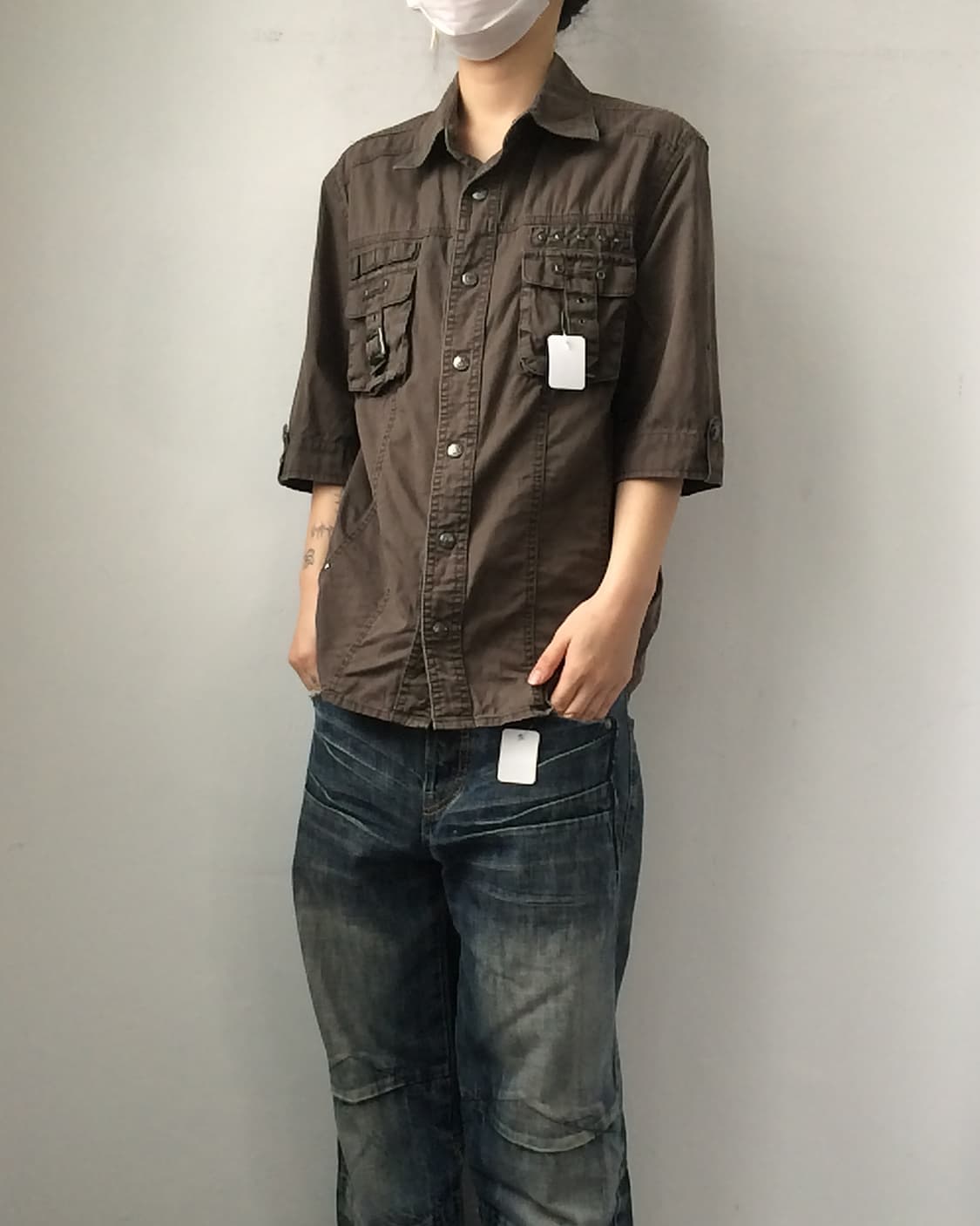 Stud belted pocket point shirt 상품이미지6