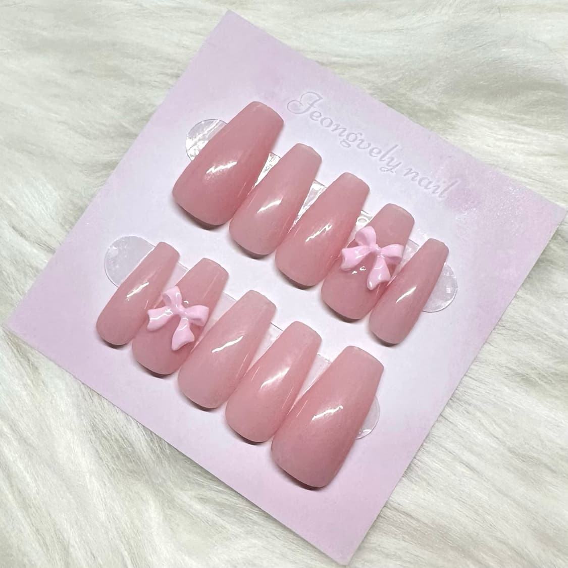 (데일리네일🎀) 심플 베이비리본 수제네일팁 상품이미지1