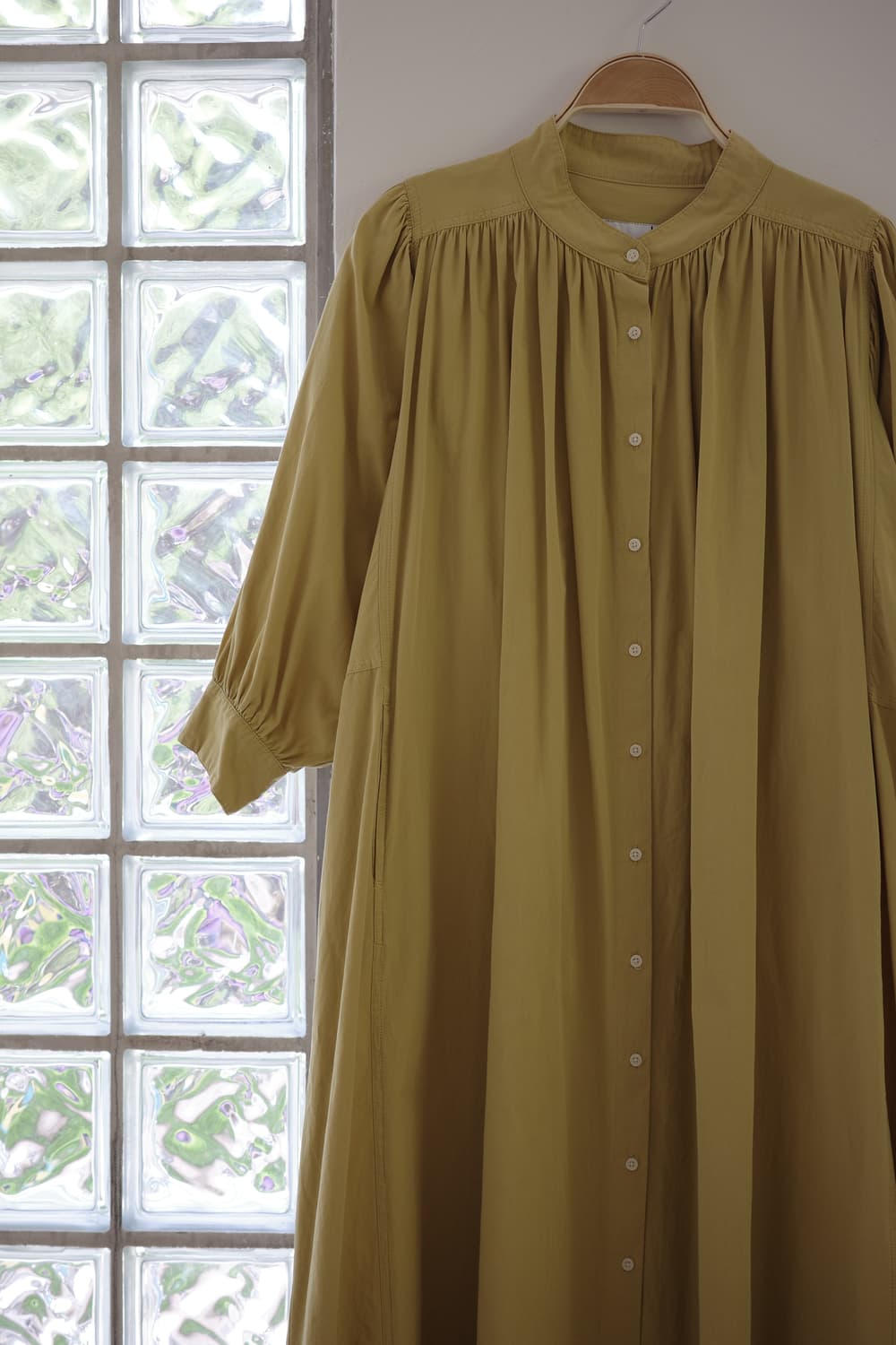 LAKOLE 겨자색 셔츠형 롱 원피스 상품이미지9