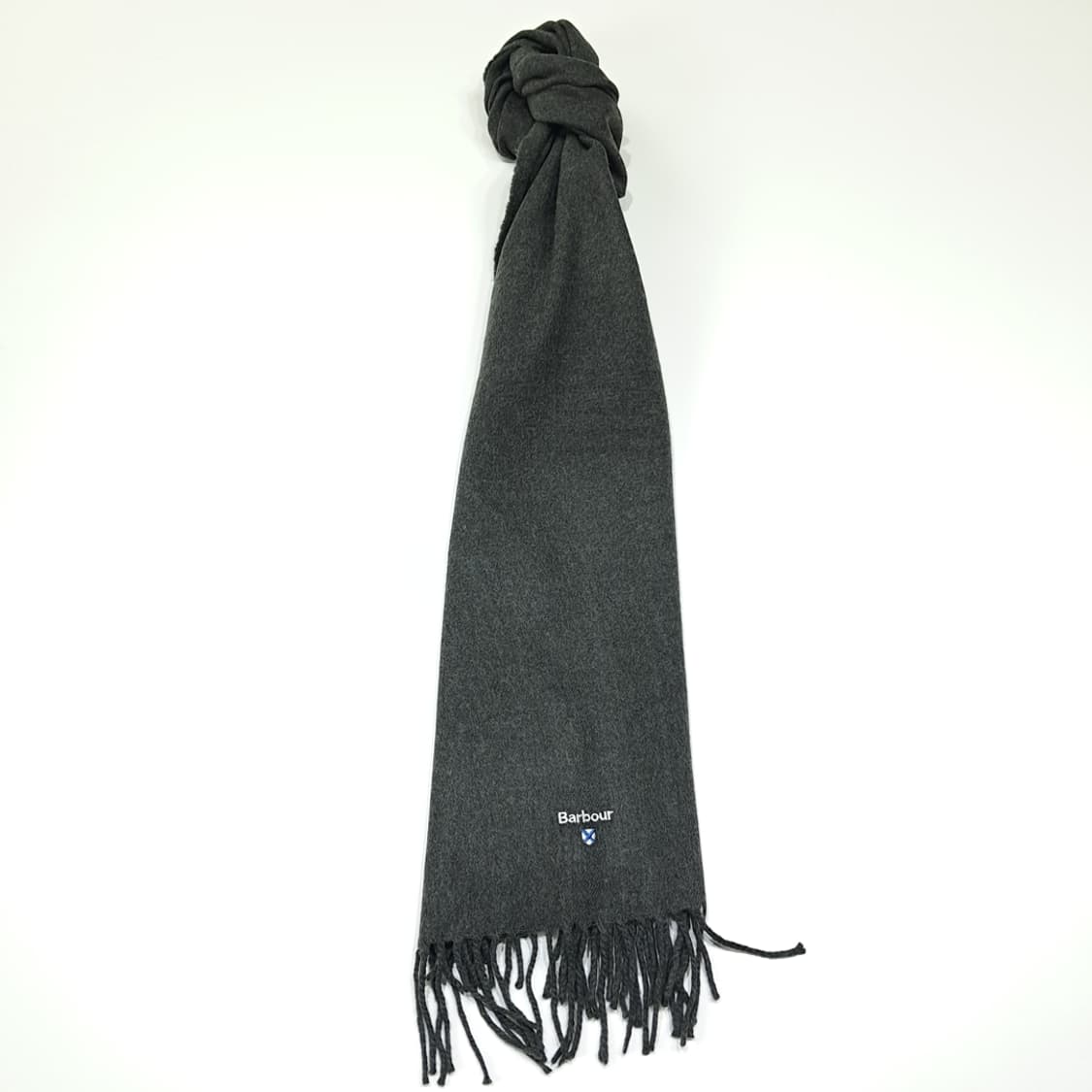 MX474 바버 아크릴 자수 로고 다크그레이 머플러 목도리 상품이미지5