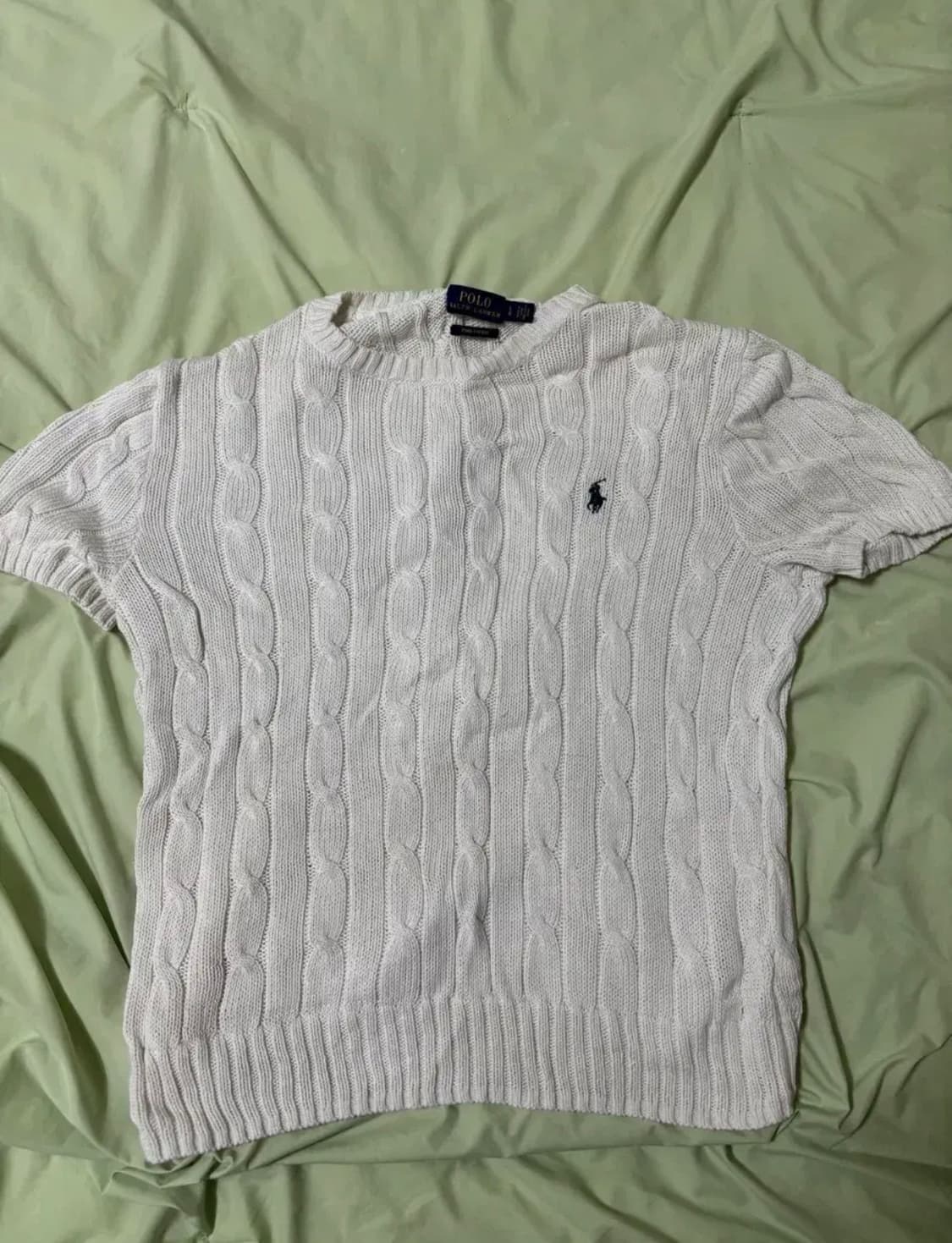폴로랄프로렌 케이블 니트 반팔 화이트  상품이미지1