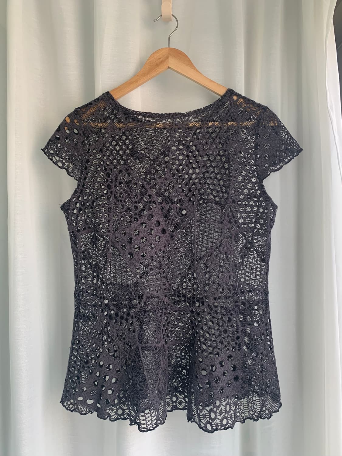 Charcoal Lattice Cap Sleeve Top 상품이미지9