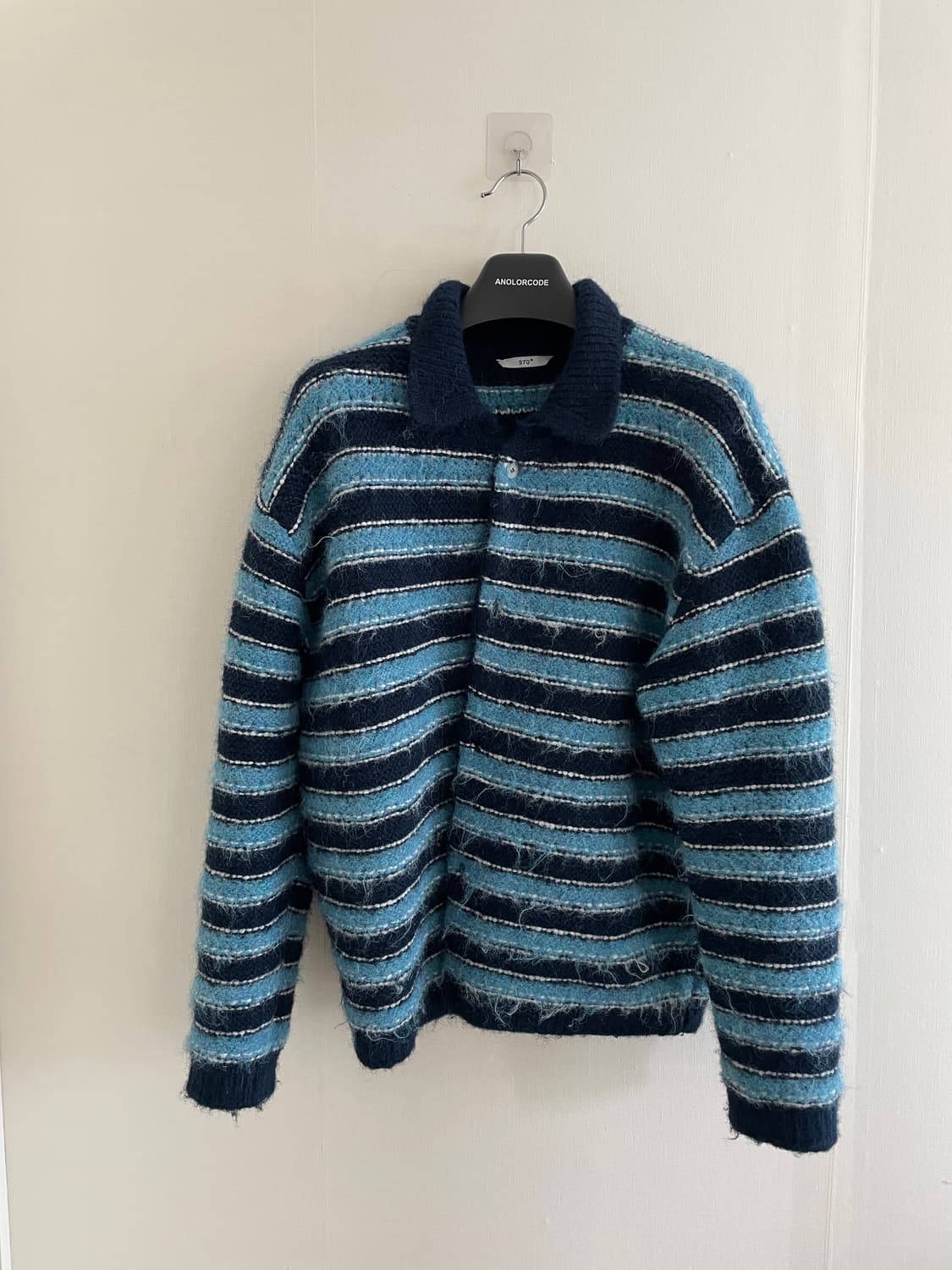 [M] STU 스트라이프 헤어리 카라 가디건 상품이미지2