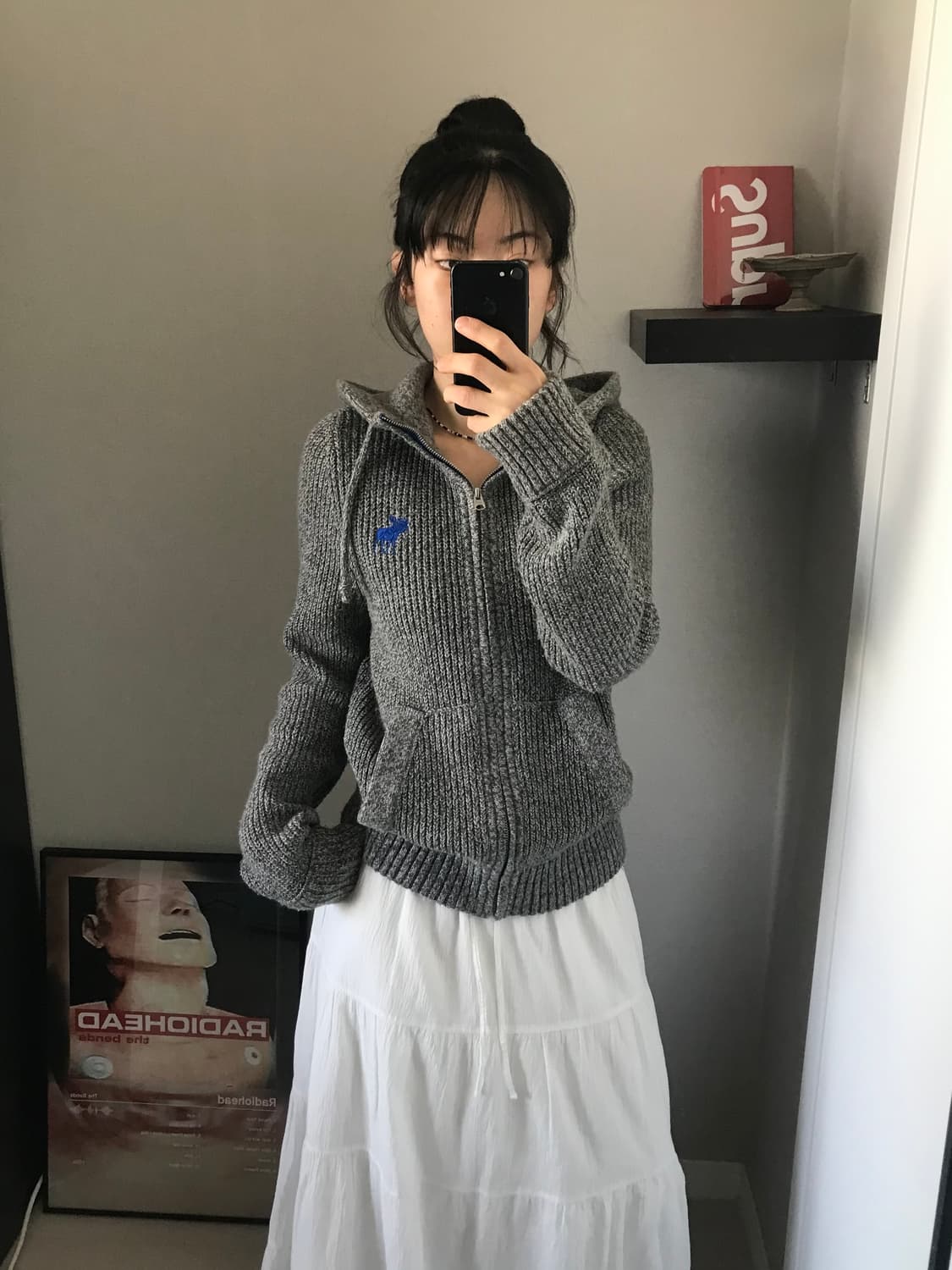 아베크롬비 산양로고 헤비 니트 후드집업 상품이미지1