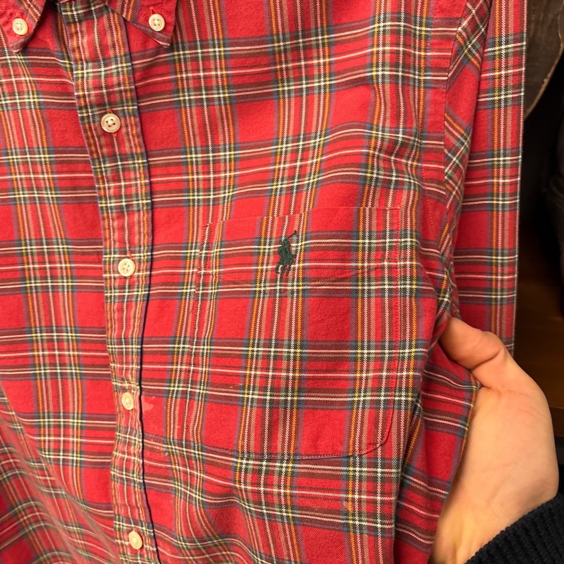 신형라벨 폴로 랄프로렌 레드 타탄체크 버튼다운 셔츠 N751 상품이미지5