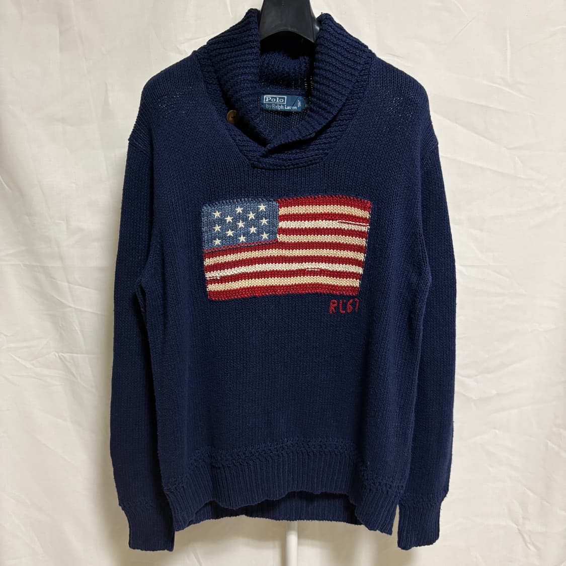 폴로 랄프로렌 숄카라 올드 글로리 성조기 니트 / 네이비, XL 상품이미지1