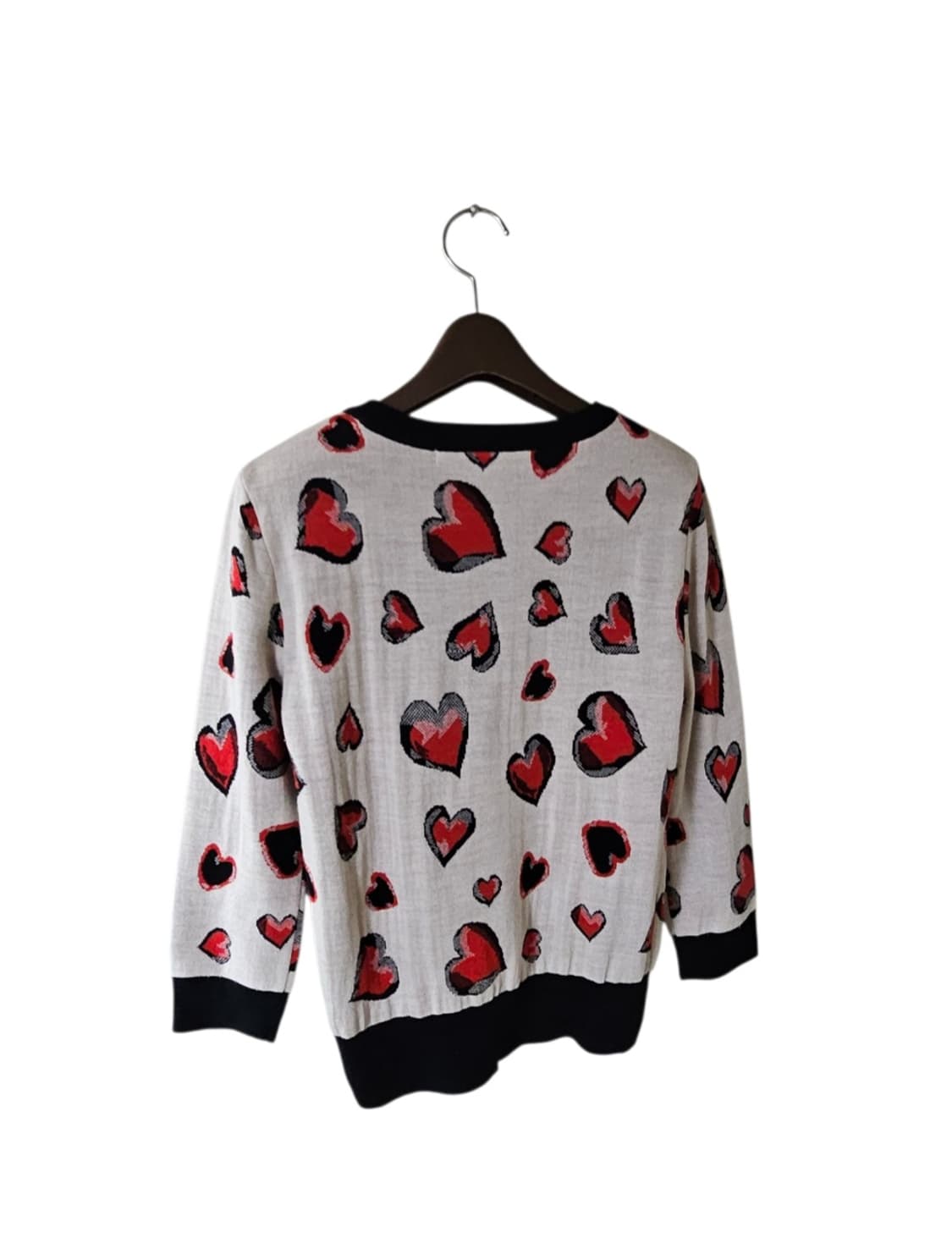 레니본 하트 패턴 베이지 여성 니트 스웨터 55 상품이미지7