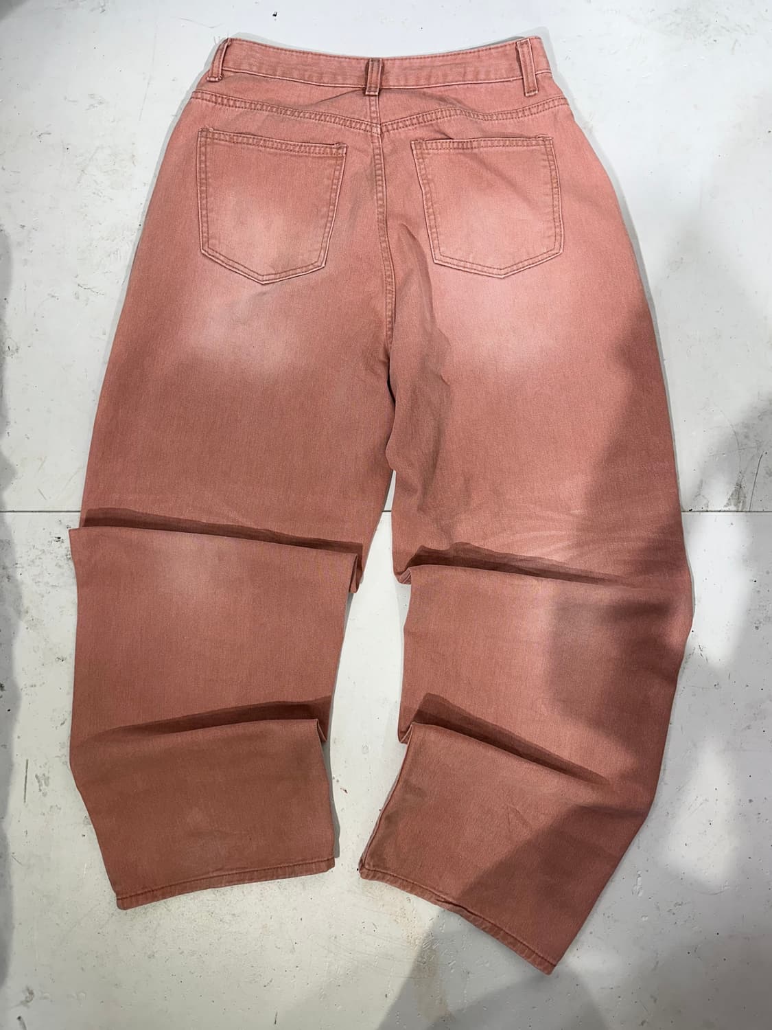 빈티지 Lab 핑크 와이드 데님 팬츠 벌룬 청바지 S 상품이미지5