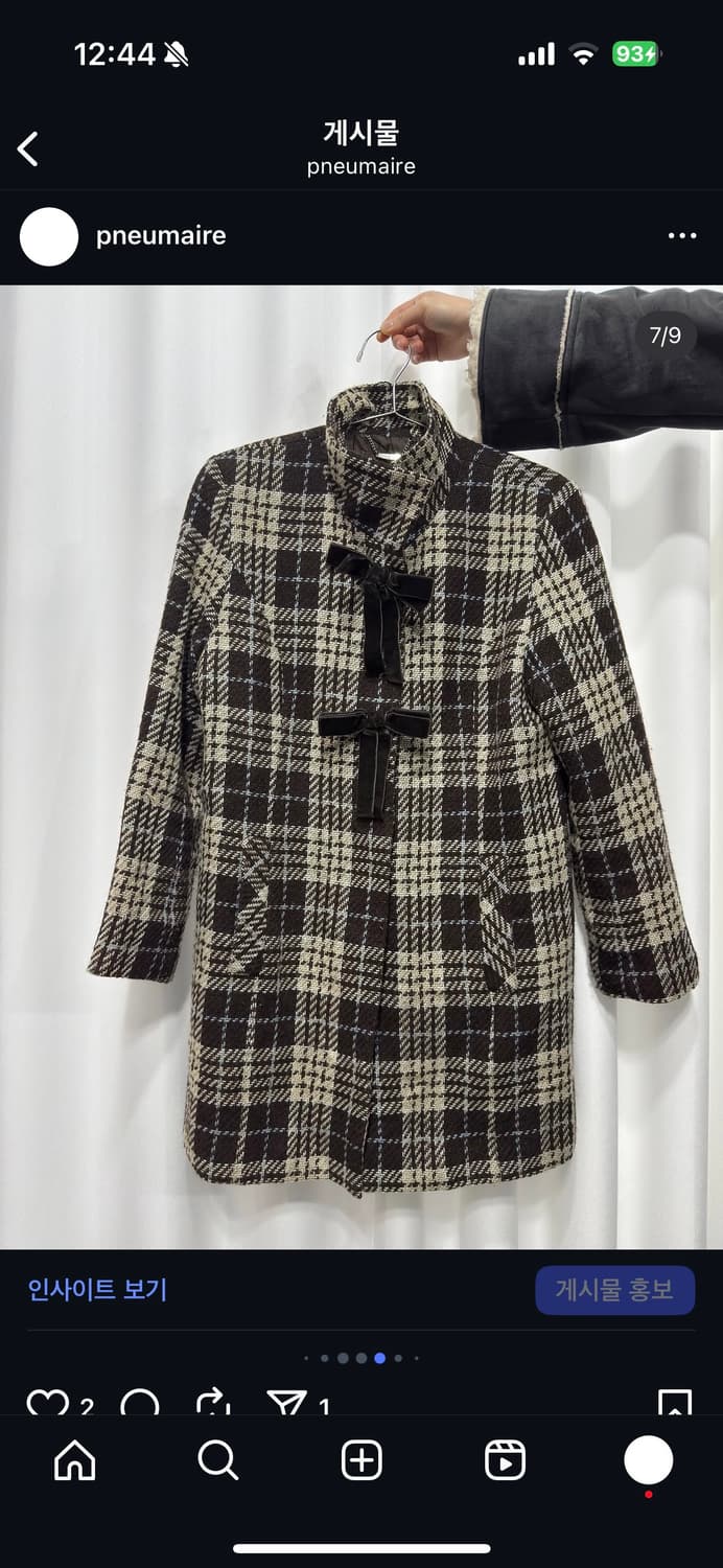 check ribbon wool coat 상품이미지7