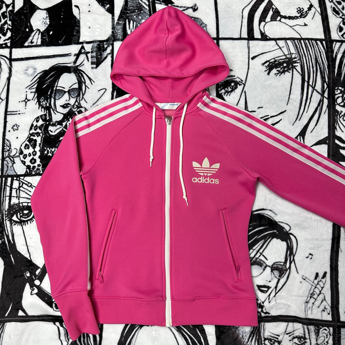 아디다스 빅로고 핑크색 후드져지 상품이미지2