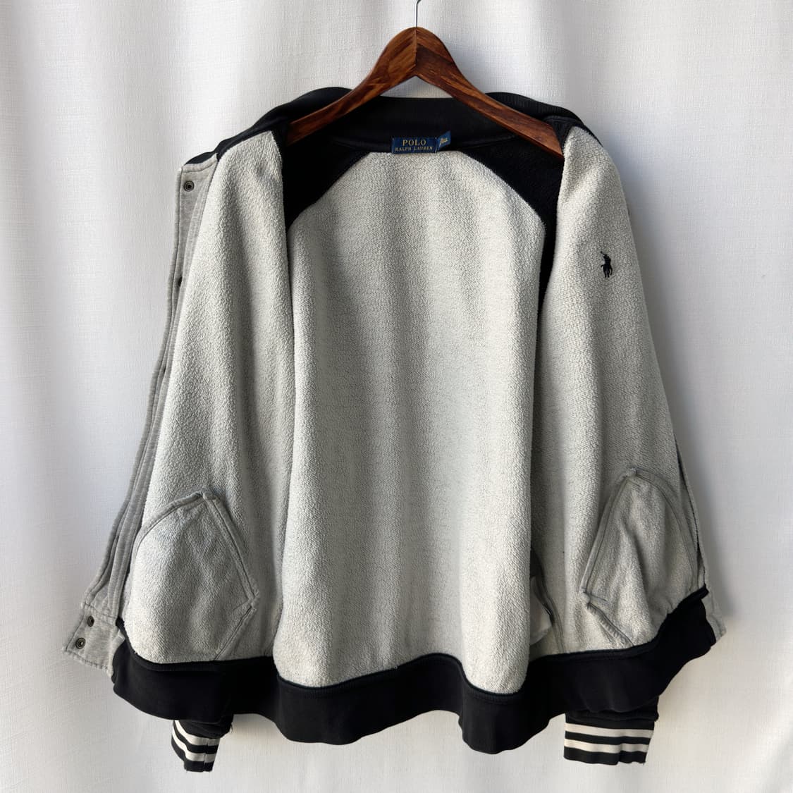 폴로 랄프로렌 바시티 자켓 블랙 그레이 XL 상품이미지5