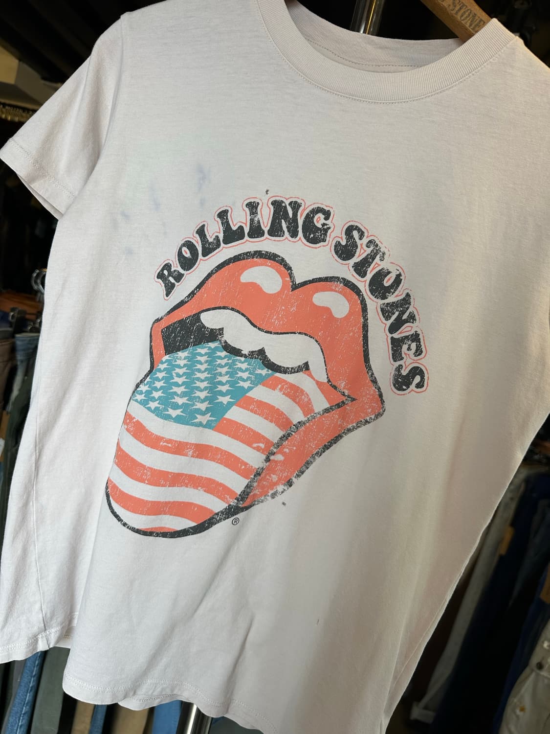 롤링스톤즈 The Rolling Stones 락밴드 프린팅 티셔츠 에크루 상품이미지3