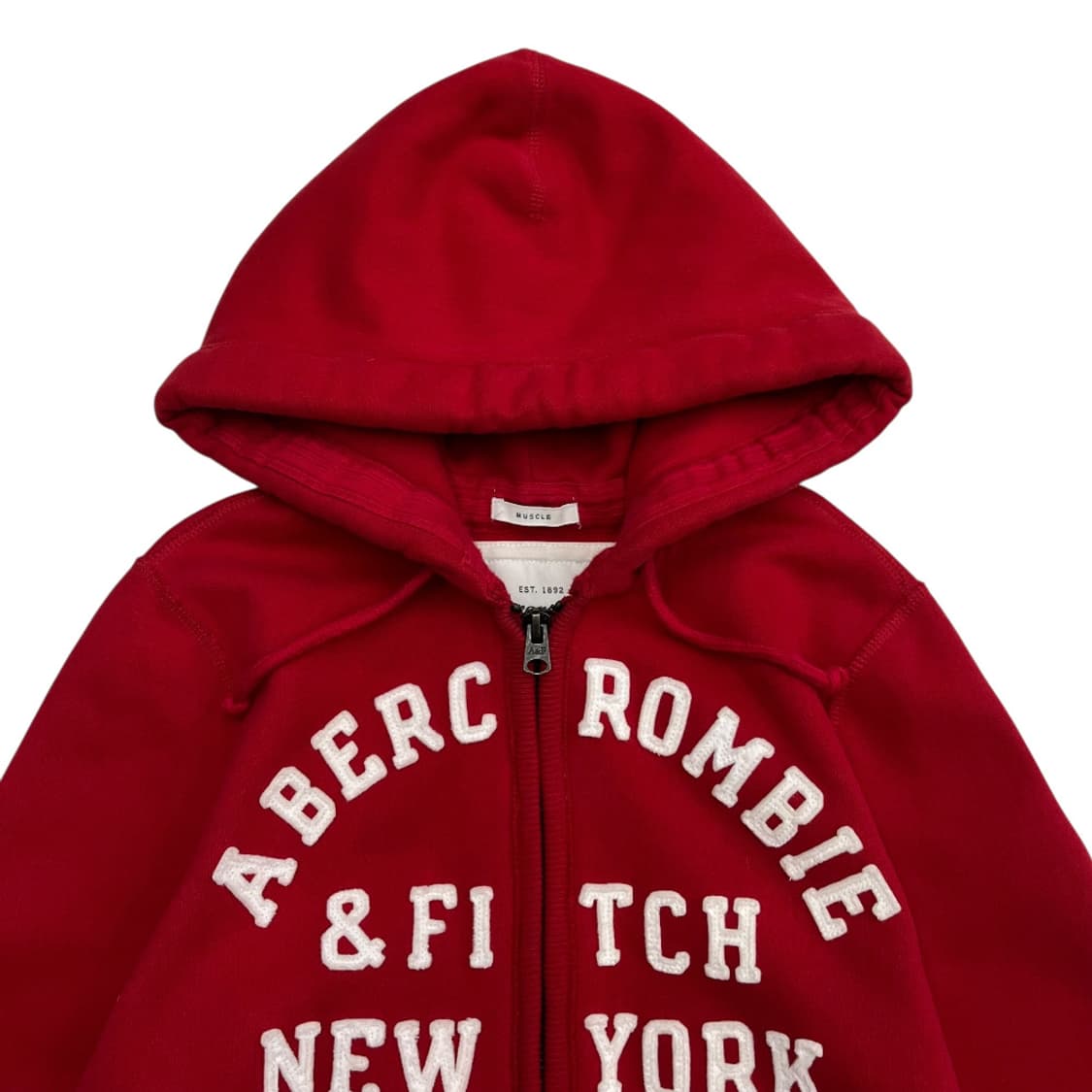 아베크롬비 센터로고 레드 후드집업 XL 상품이미지3