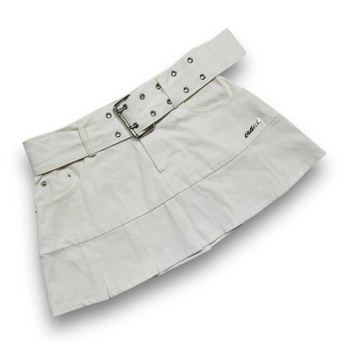 크랭크 아일렛 벨트 화이트 플리츠 스커트 상품이미지2