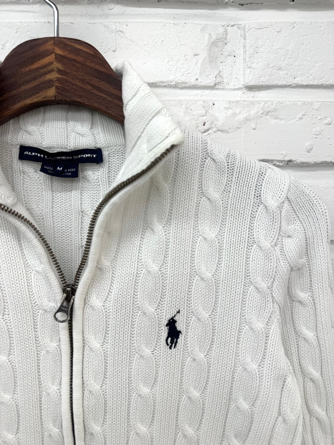 랄프로렌 스포츠 화이트 케이블 니트 집업 상품이미지4