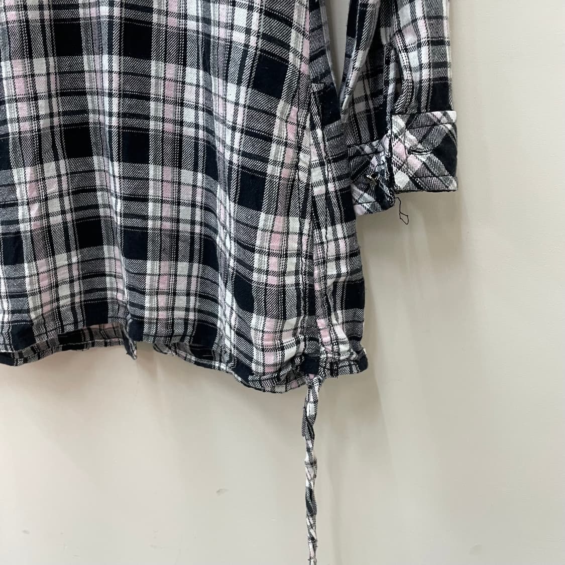 오네갸루 Y2K 핑크 체크 빅카라 셔츠 상품이미지7