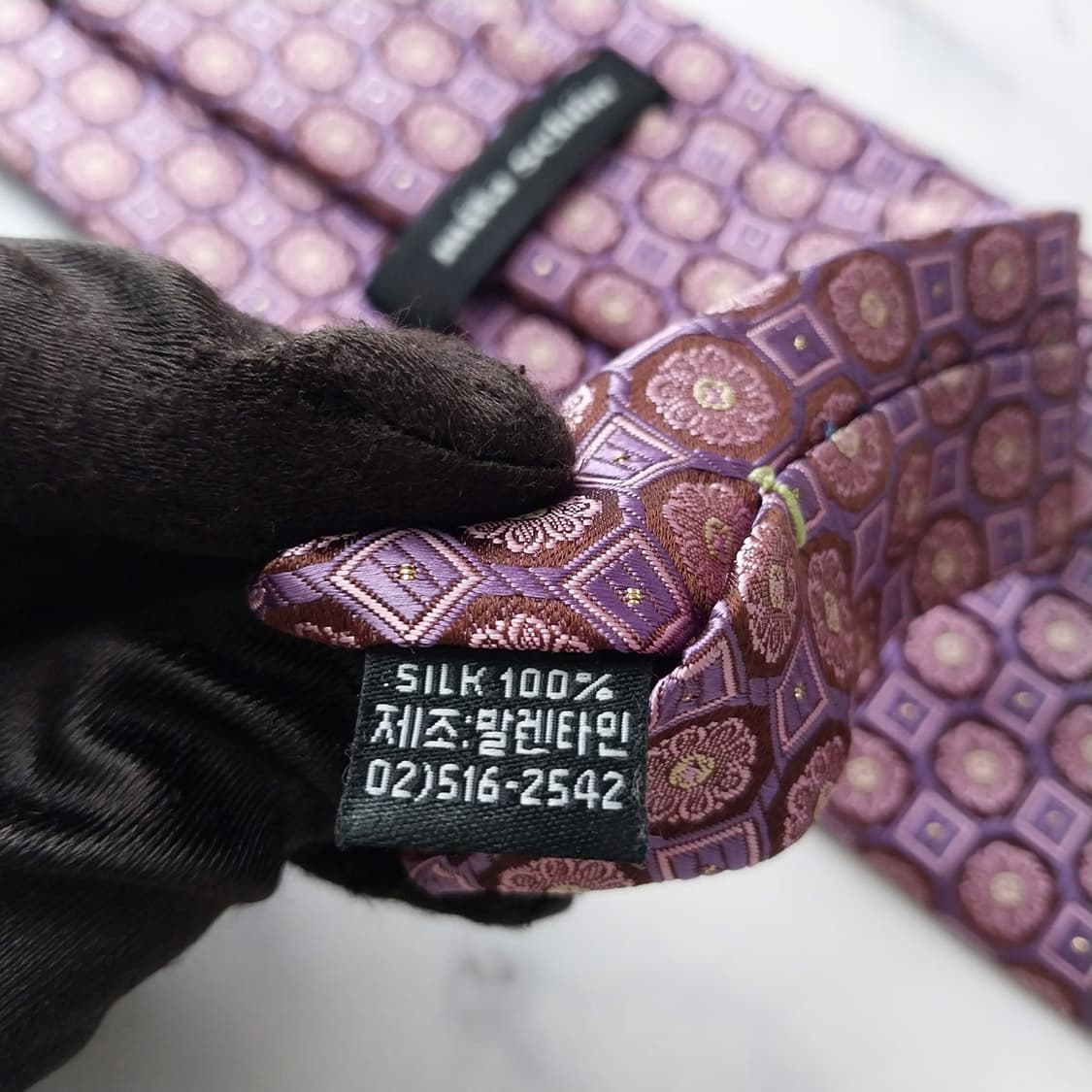 밀라숀 실크 퍼플 패턴 넥타이 9.6cm A~B등급 K2037 상품이미지9