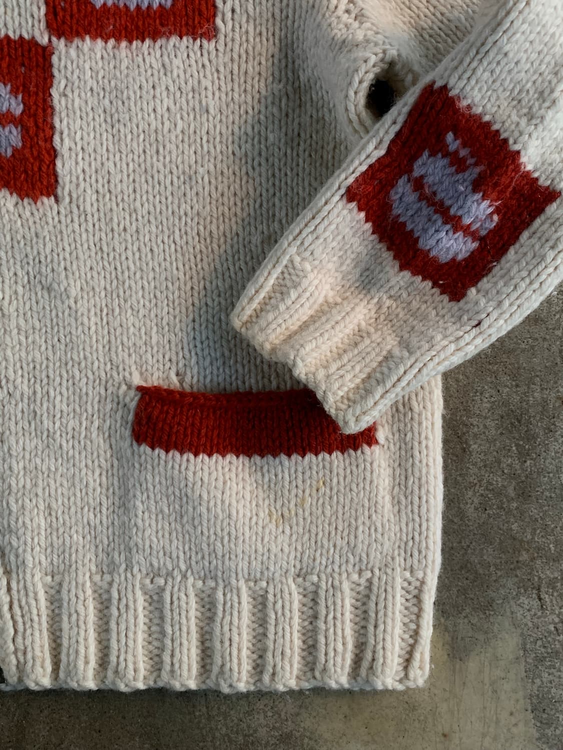 60s 핸드 니트 코위찬 집업 스웨터 컬링 상품이미지6