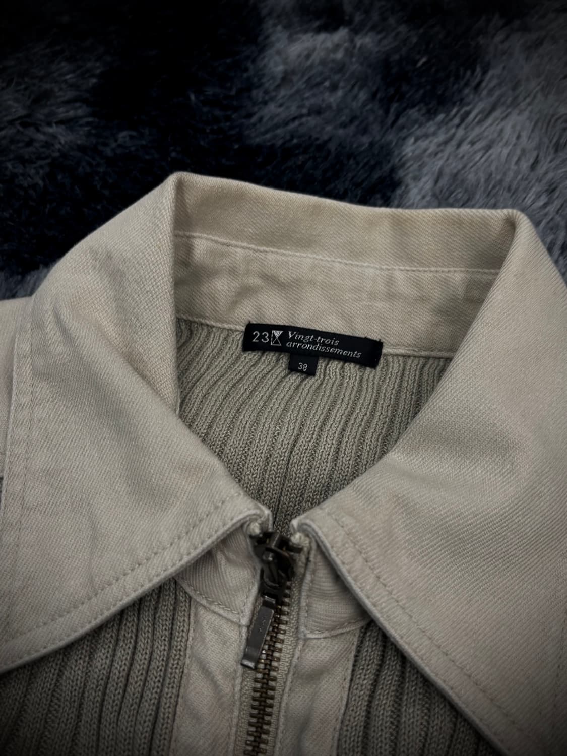 베이지 골지 포켓 드라이버스 니트카라집업 상품이미지9