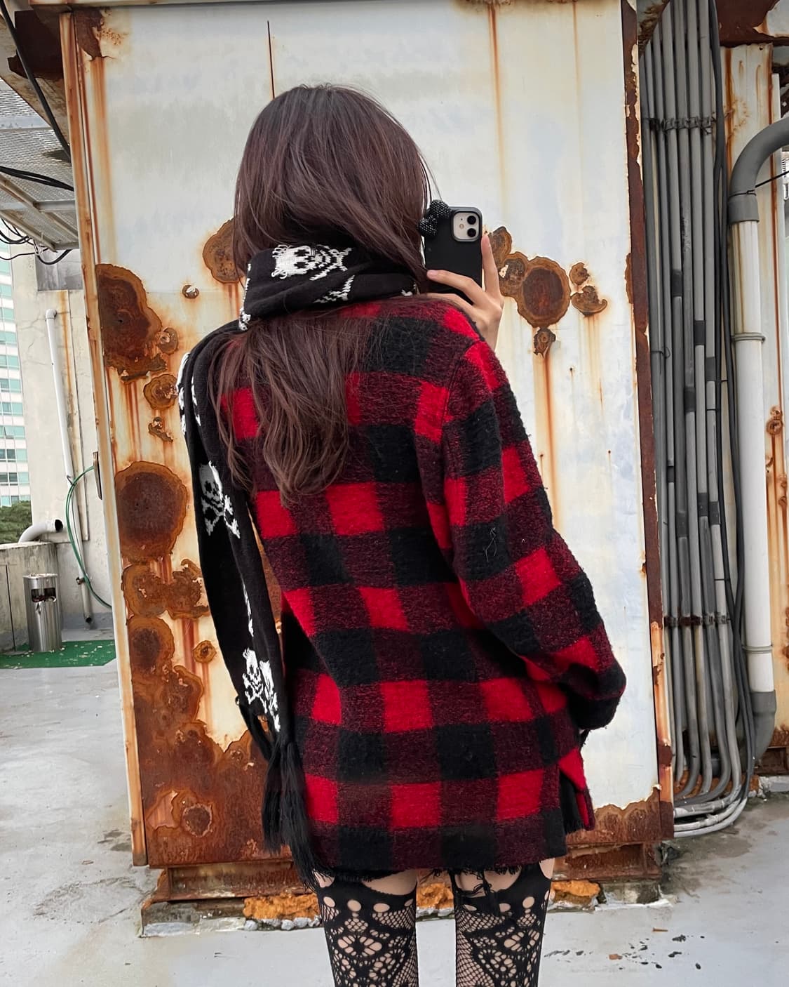 🎸레드&블랙 체크 패턴 니트 자켓🎸 상품이미지2