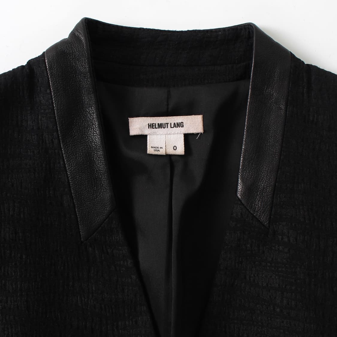 헬무트랭 Helmut lang 양가죽 배색 사선 비대칭 노카라 자켓 블레 상품이미지2