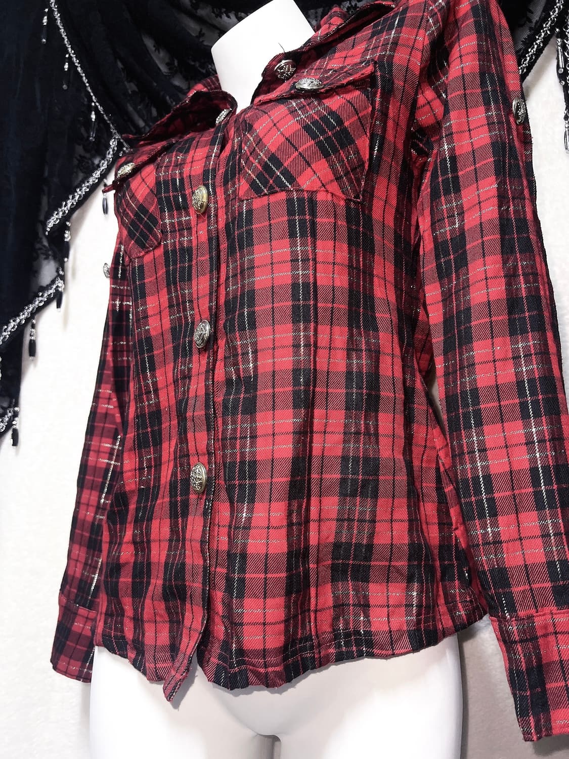 캐캐체 미사 나나 고스펑크 레드 타탄체크 셔츠 y2k 와투케 시부야 갸루 상품이미지3