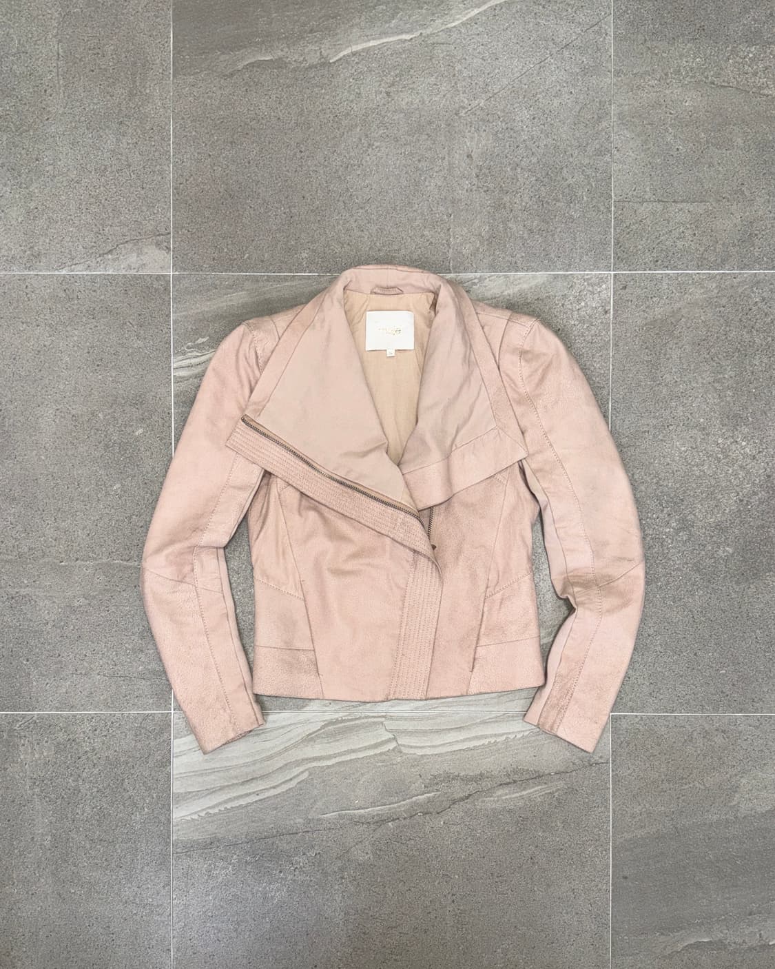 Maje pink lamb skin suede high neck jk 상품이미지2