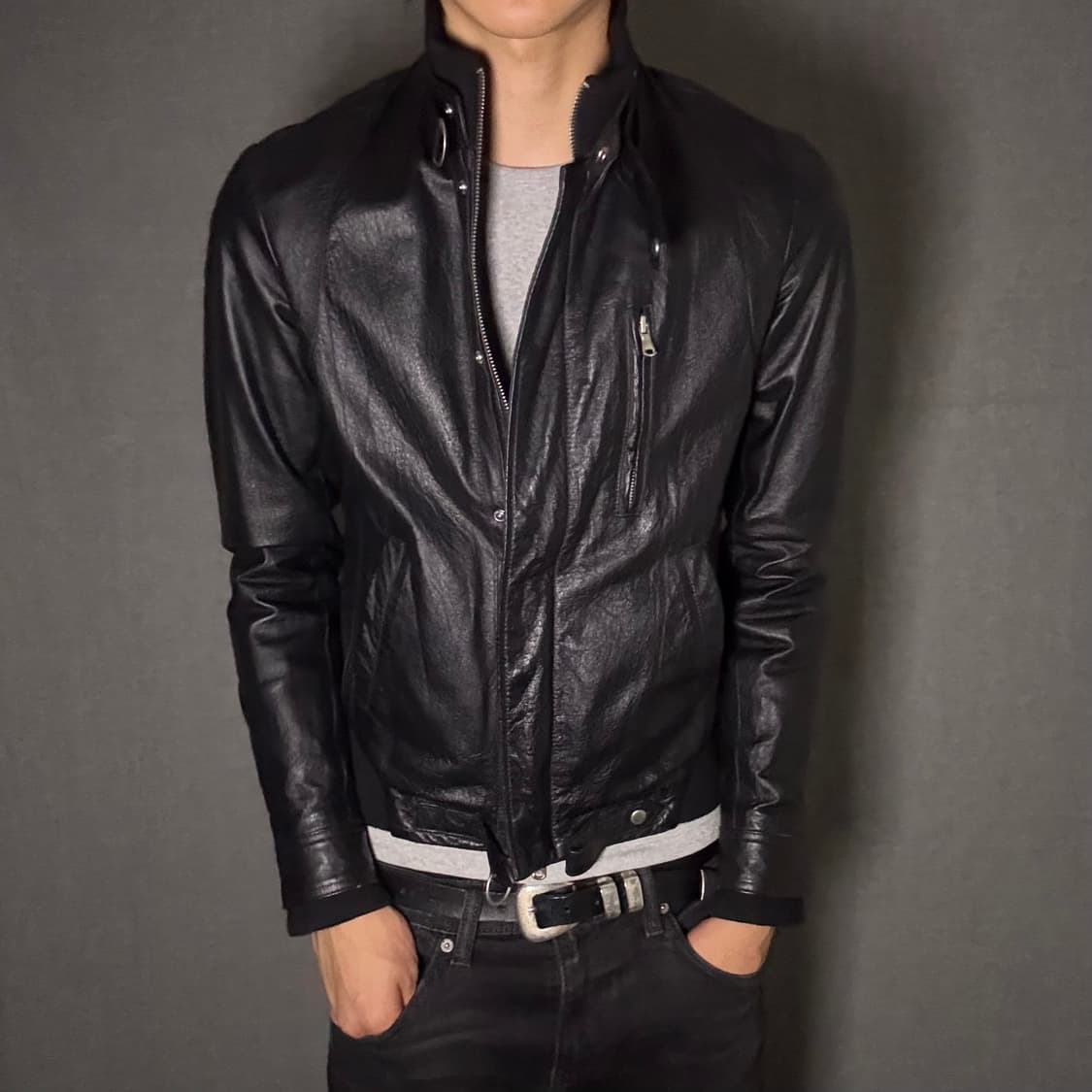 japan Vintage Black Leather Jacket 상품이미지4