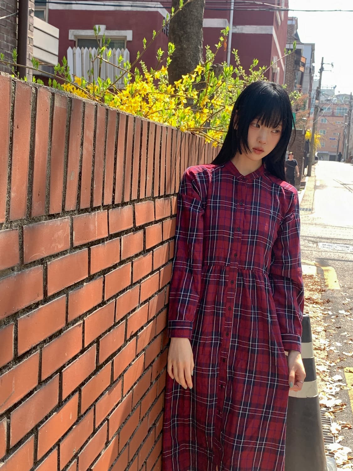 Check dress(Burgundy) 상품이미지6
